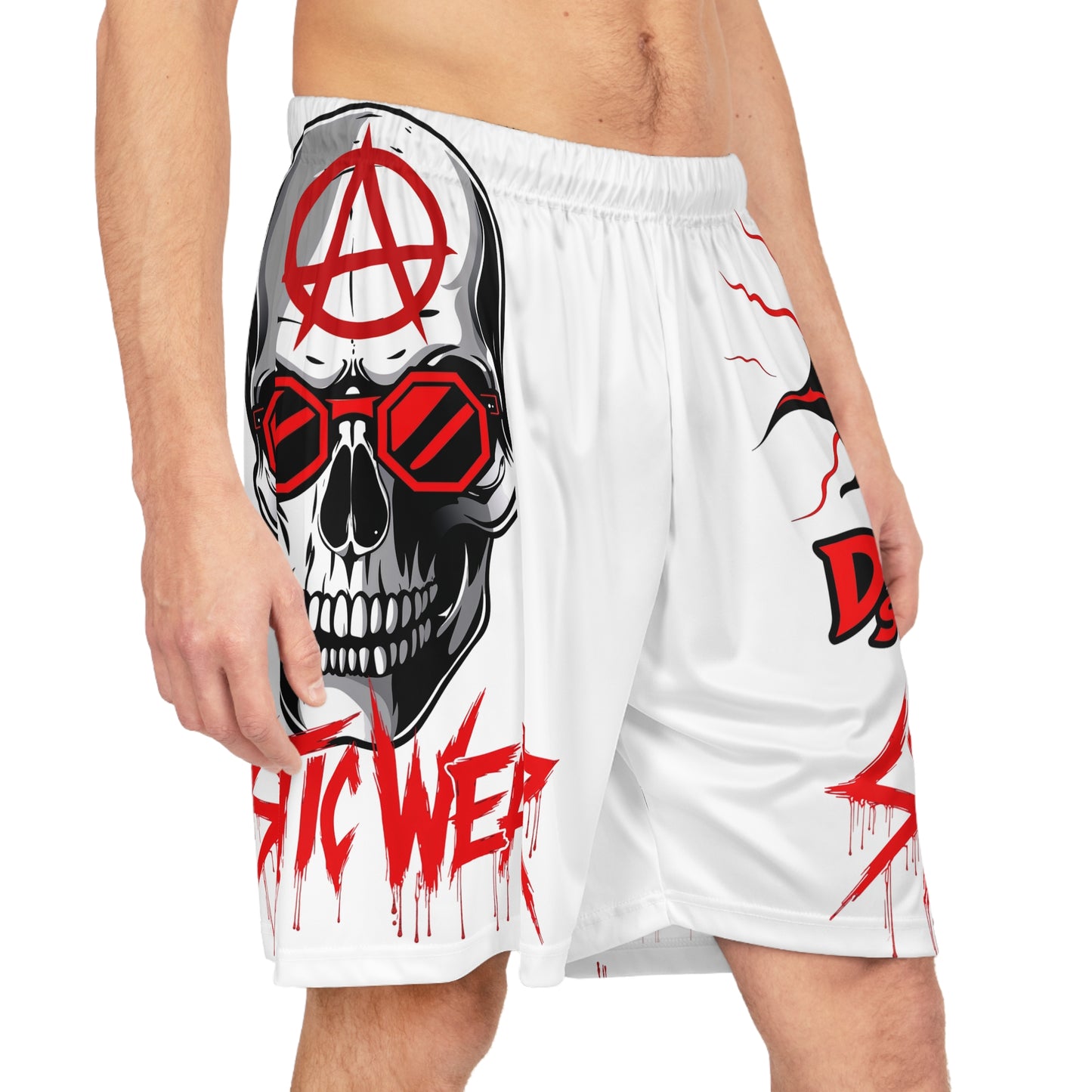 Basketball Shorts - Derangedb Sykotic Anarchy Skull Design