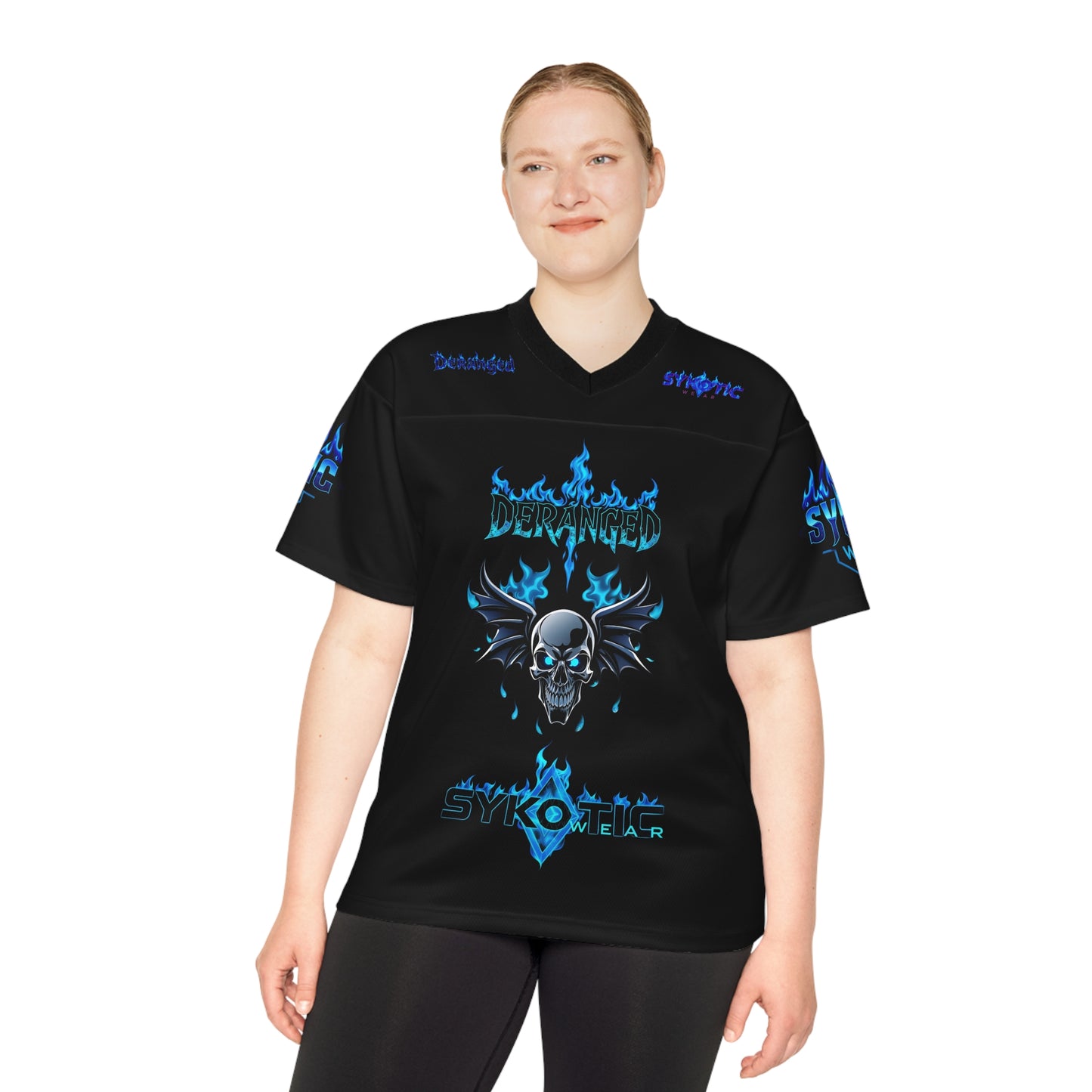 Football Jersey - Sykotic Flying Flaming Skull Metal Design
