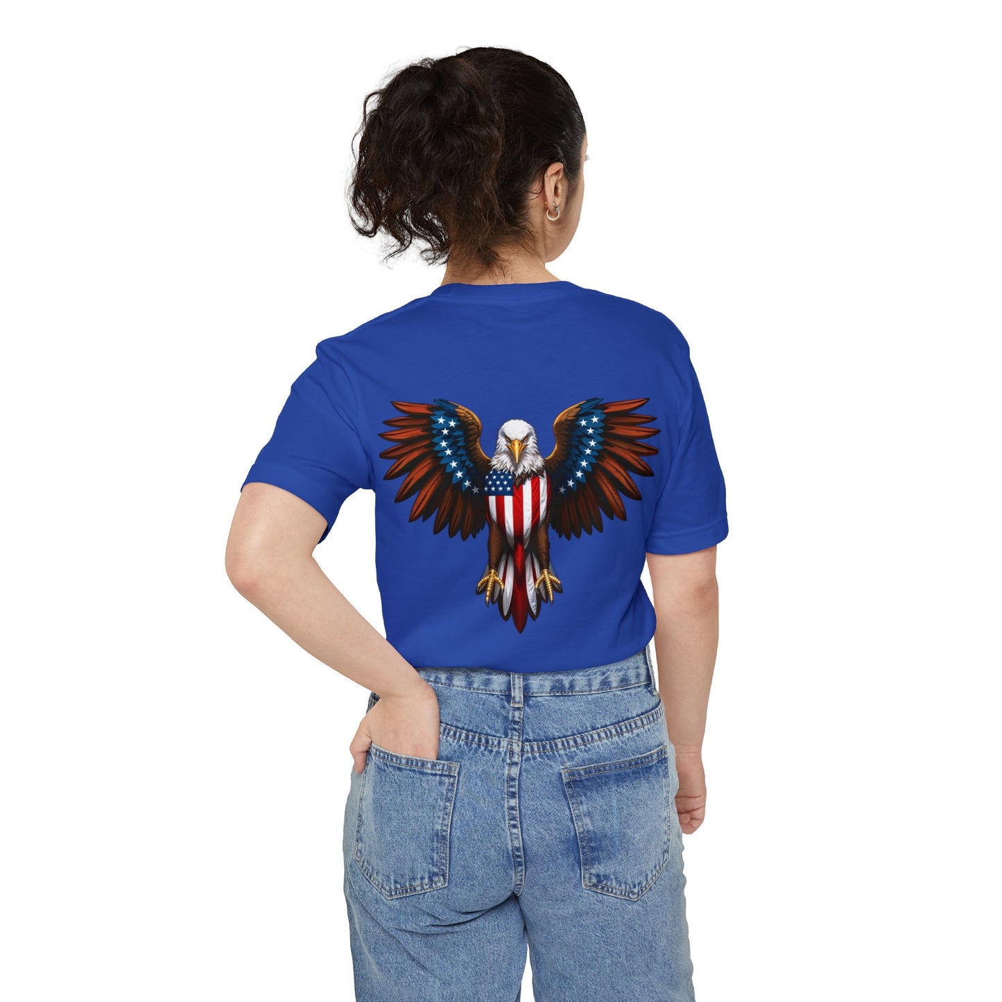 Patriotic Eagle Pocket T-Shirt, Unisex Graphic Tee, Veteran's Day Gift, Fourth of July Shirt, Casual Everyday Wear