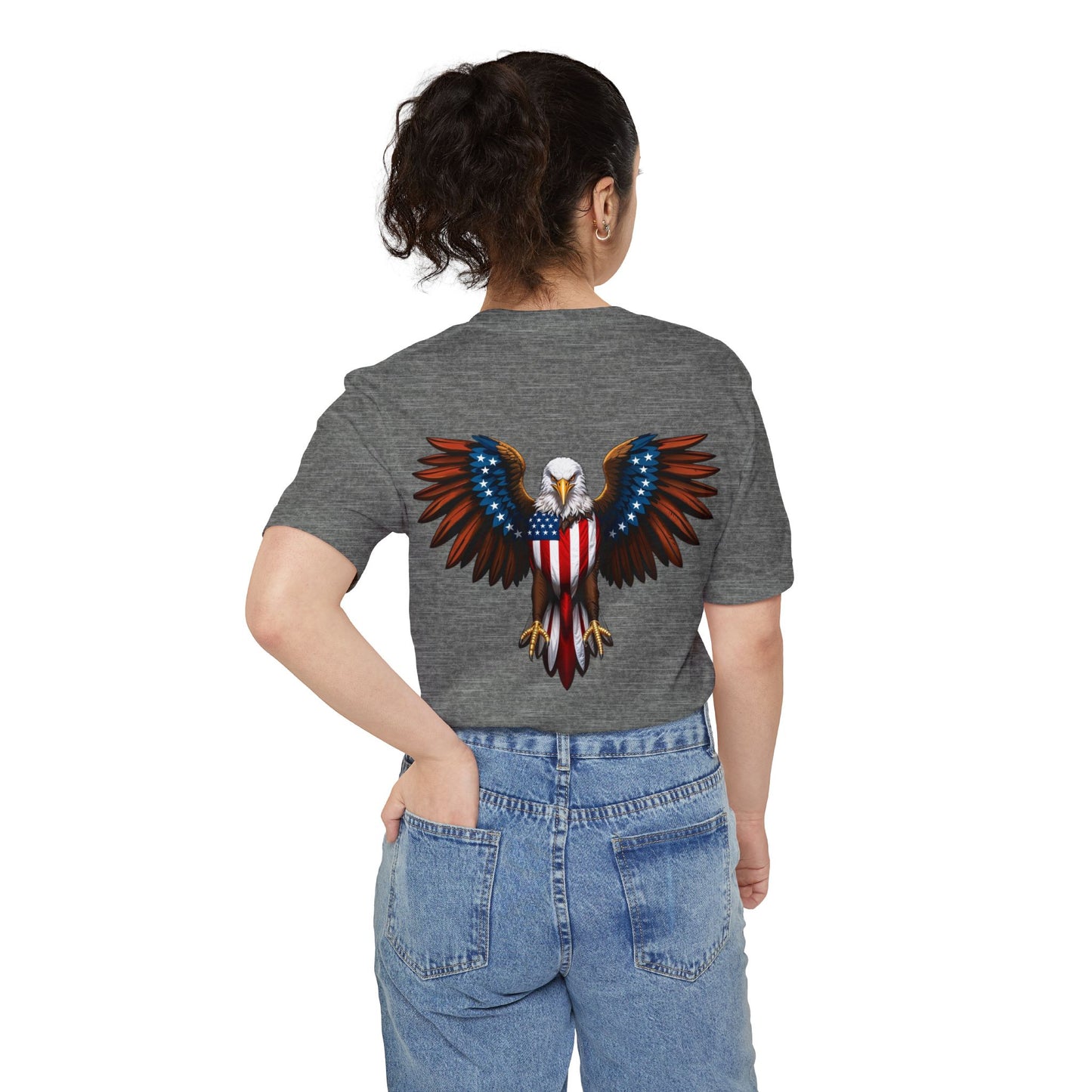 Patriotic Eagle Pocket T-Shirt, Unisex Graphic Tee, Veteran's Day Gift, Fourth of July Shirt, Casual Everyday Wear