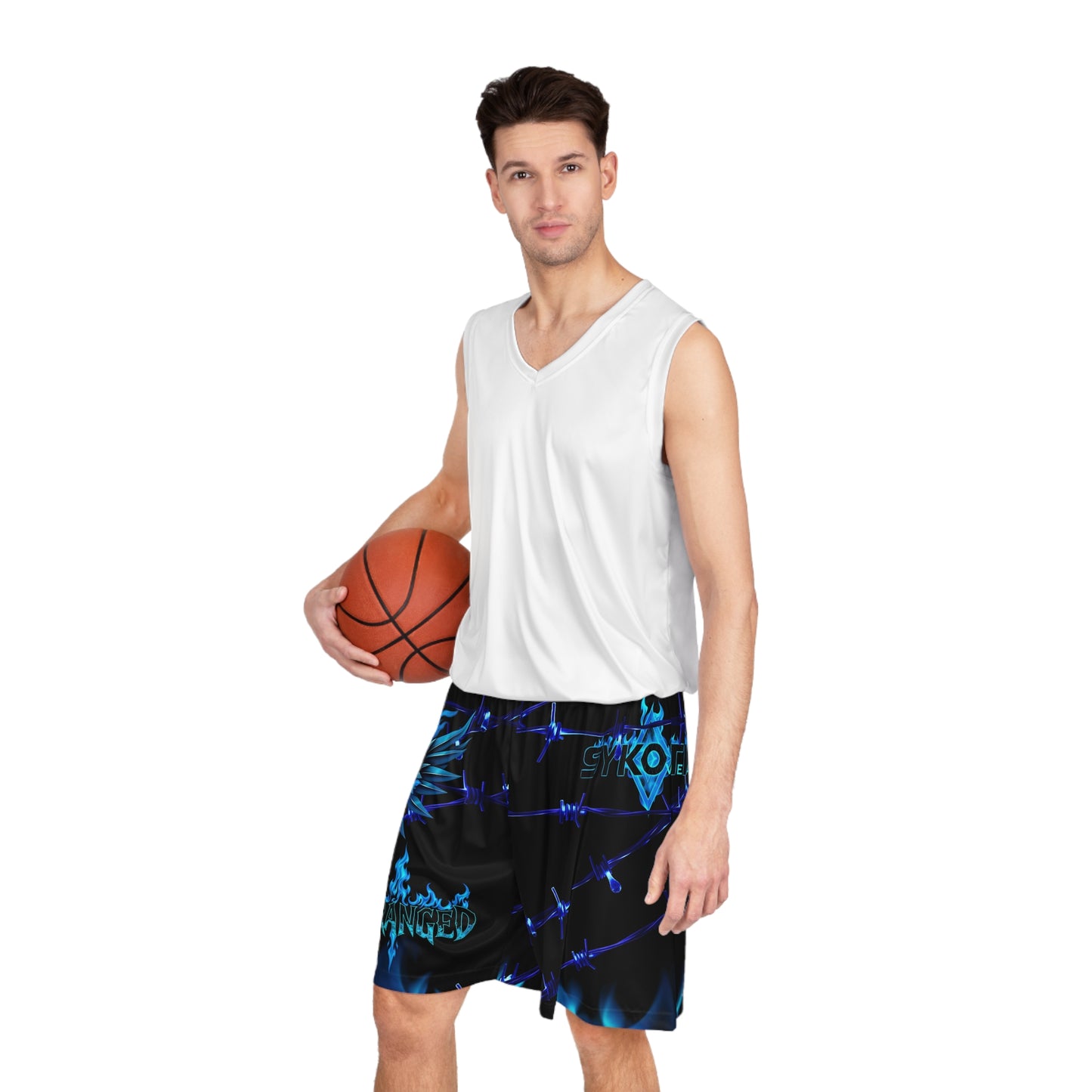 Flaming Skull Basketball Shorts