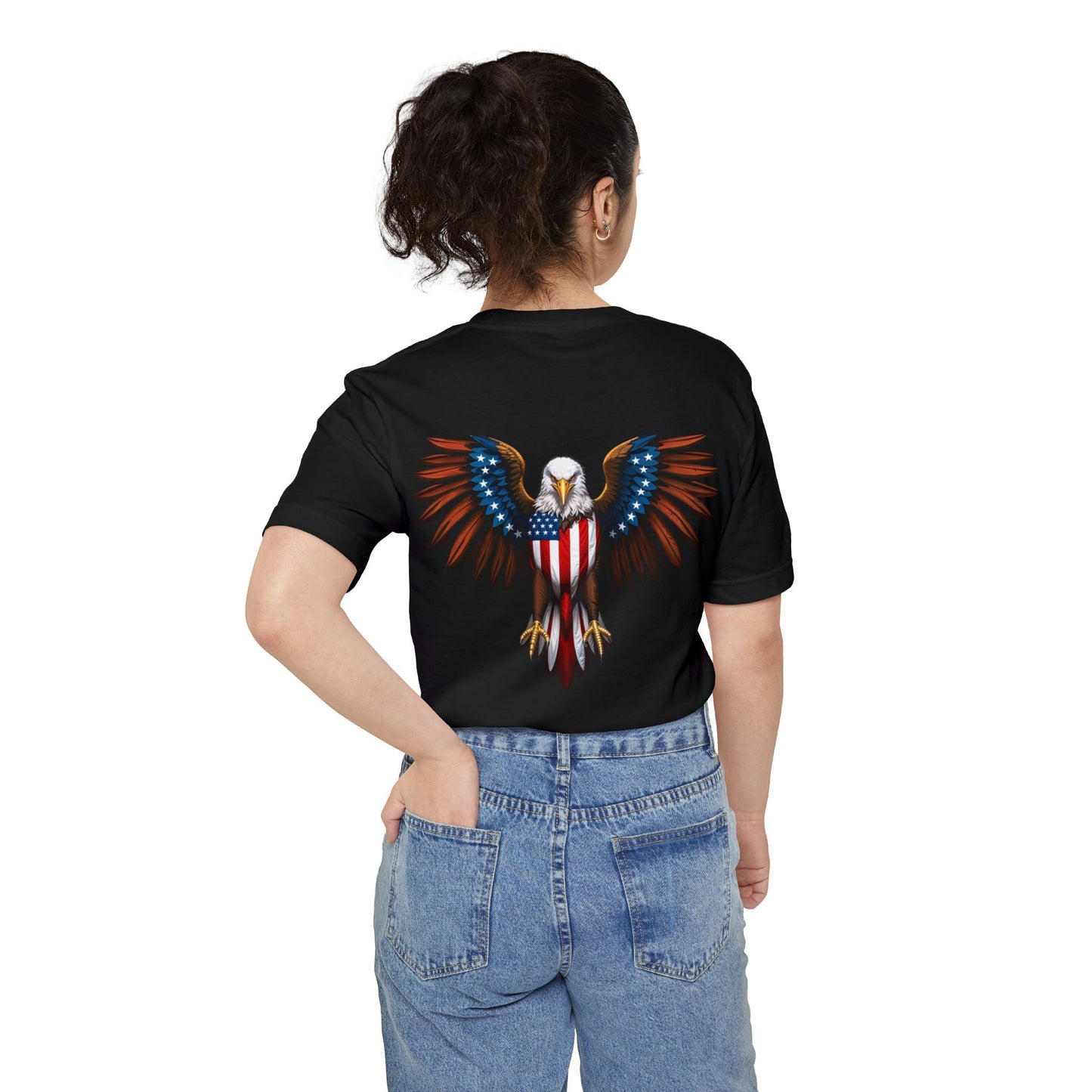 Patriotic Eagle Pocket T-Shirt, Unisex Graphic Tee, Veteran's Day Gift, Fourth of July Shirt, Casual Everyday Wear