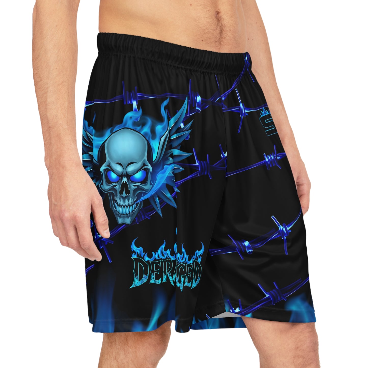 Flaming Skull Basketball Shorts