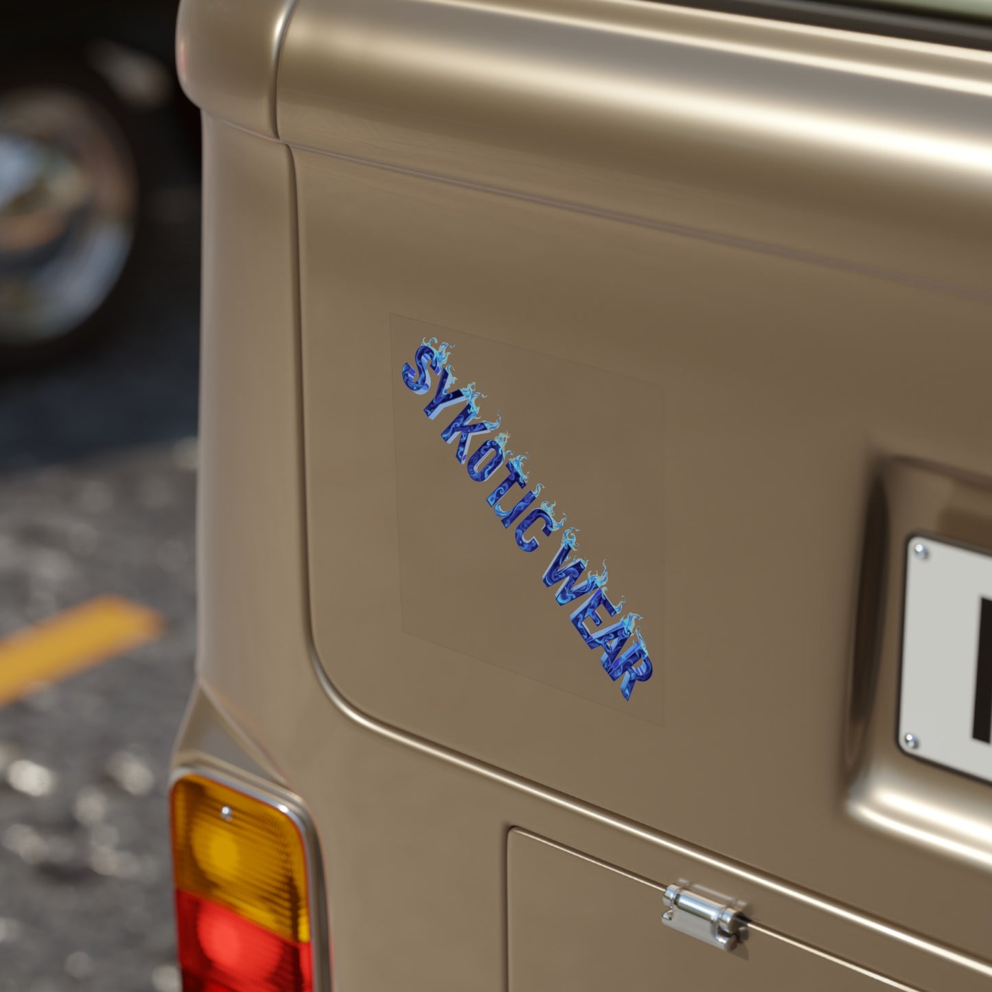 Sykotic Wear Transparent Outdoor Sticker, Stylish Water-Resistant Vinyl Decal, Perfect for Cars, Laptops, Gift for Teens & Trendsetters