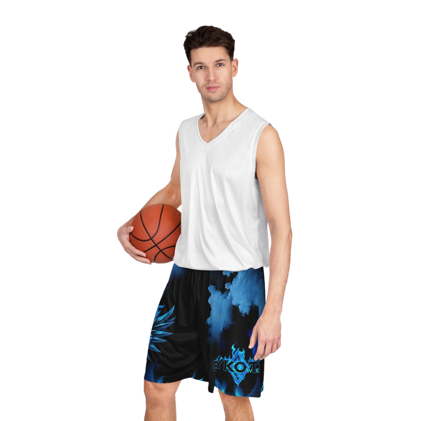 Flaming Skull Basketball Shorts