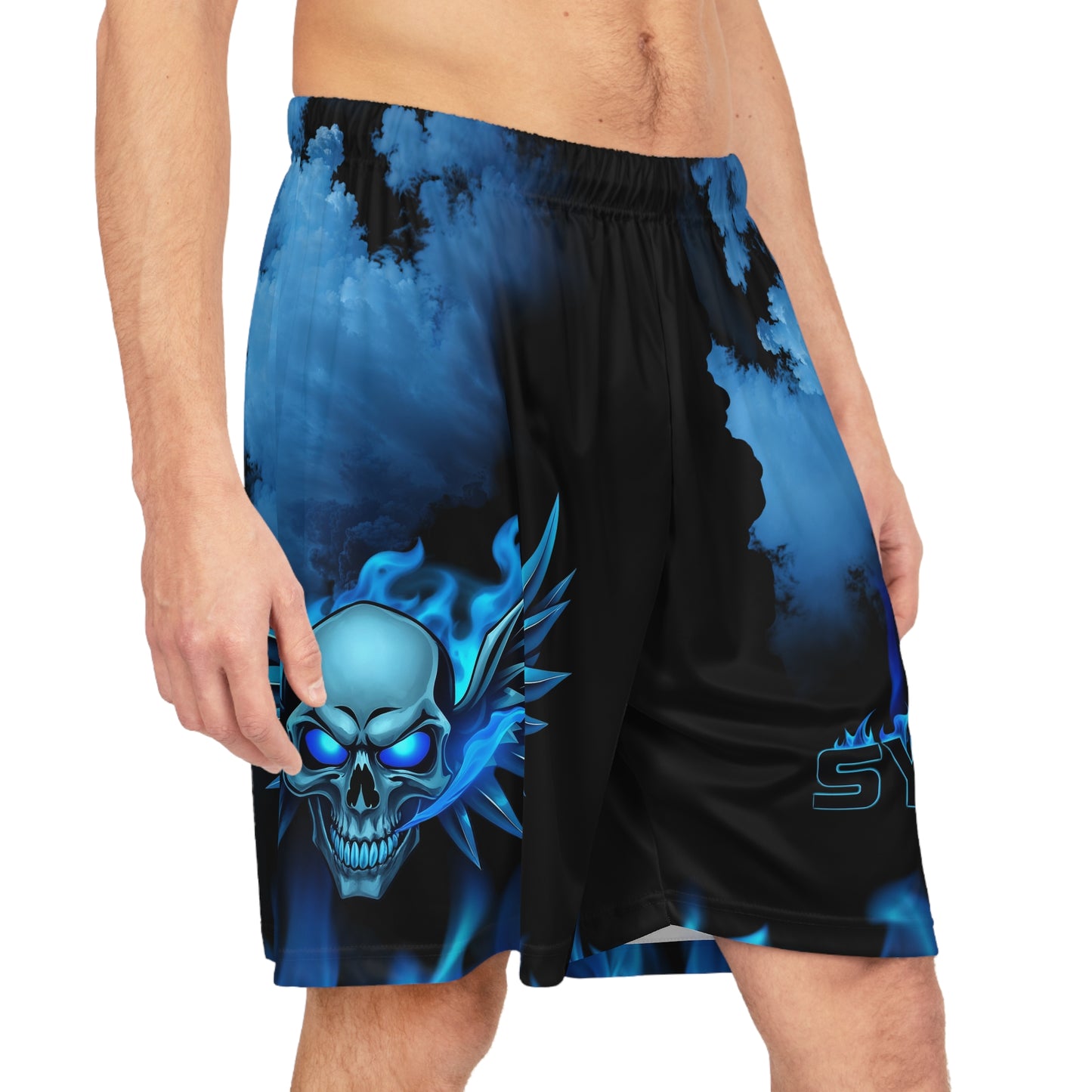 Flaming Skull Basketball Shorts