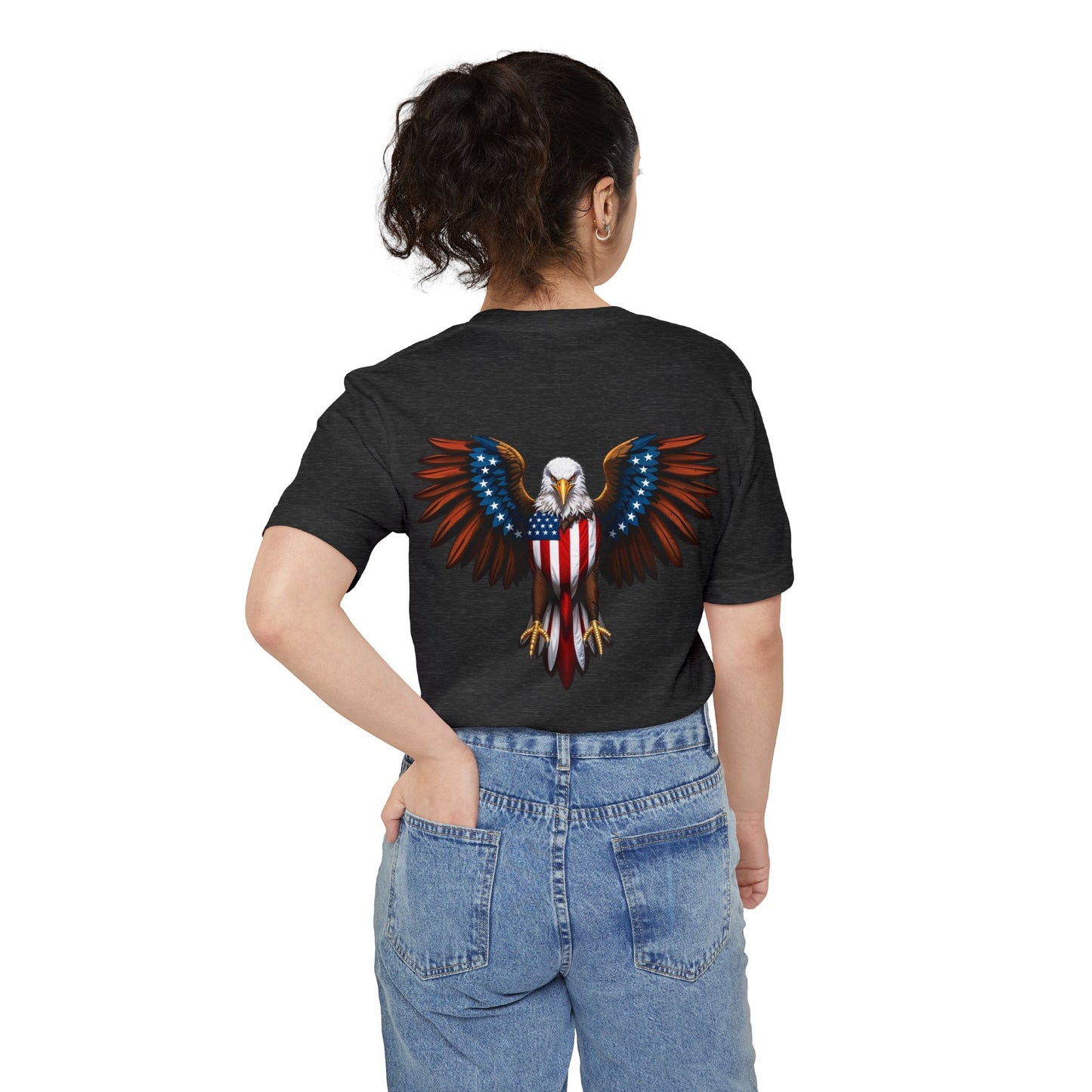 Patriotic Eagle Pocket T-Shirt, Unisex Graphic Tee, Veteran's Day Gift, Fourth of July Shirt, Casual Everyday Wear