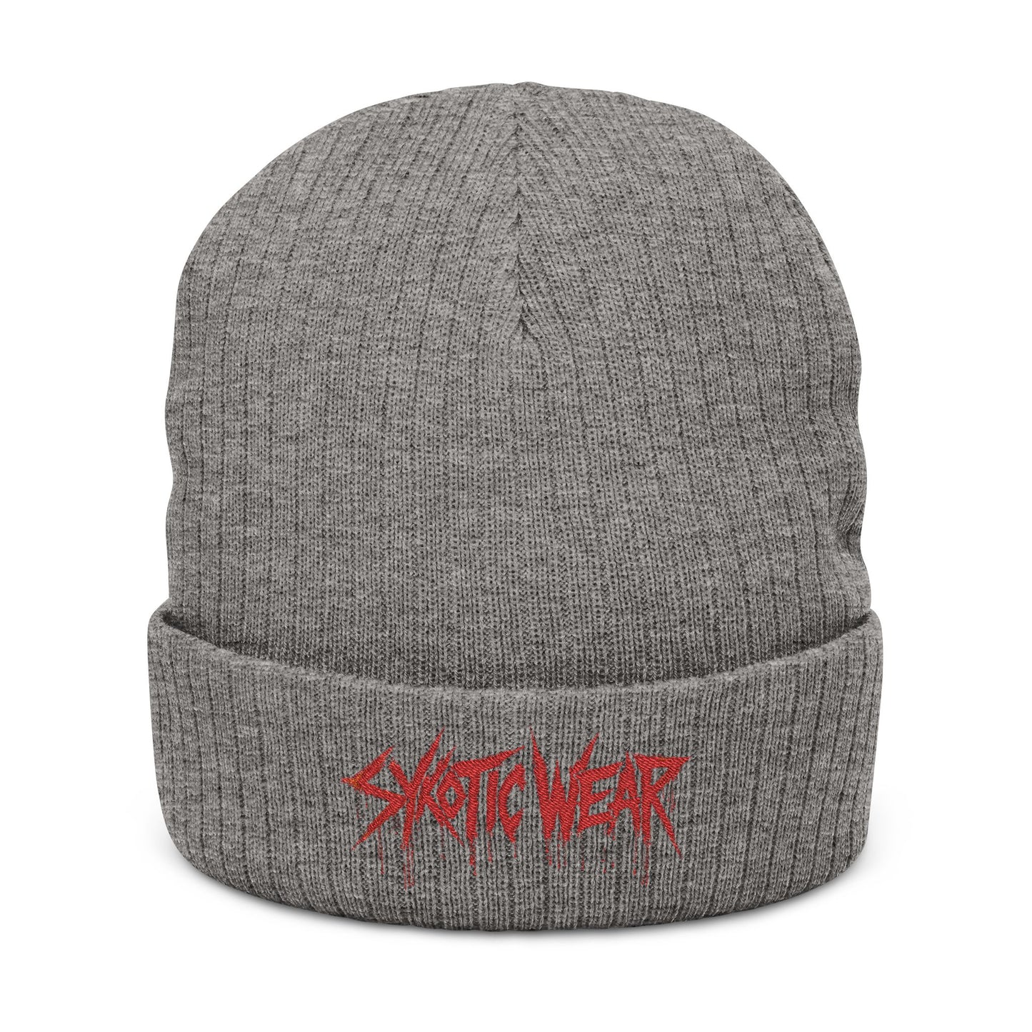 Beanie Hat Sykotic Style Headware Embroidered Knit
