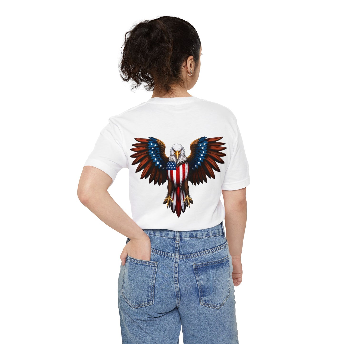 Patriotic Eagle Pocket T-Shirt, Unisex Graphic Tee, Veteran's Day Gift, Fourth of July Shirt, Casual Everyday Wear