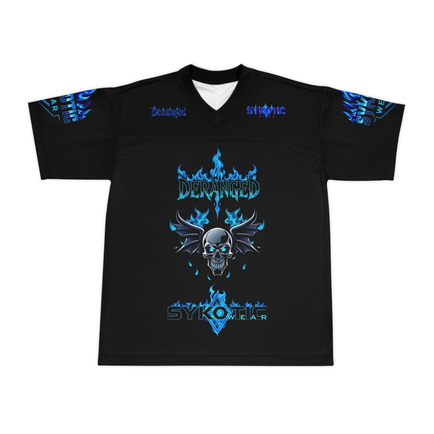 Football Jersey - Sykotic Flying Flaming Skull Metal Design
