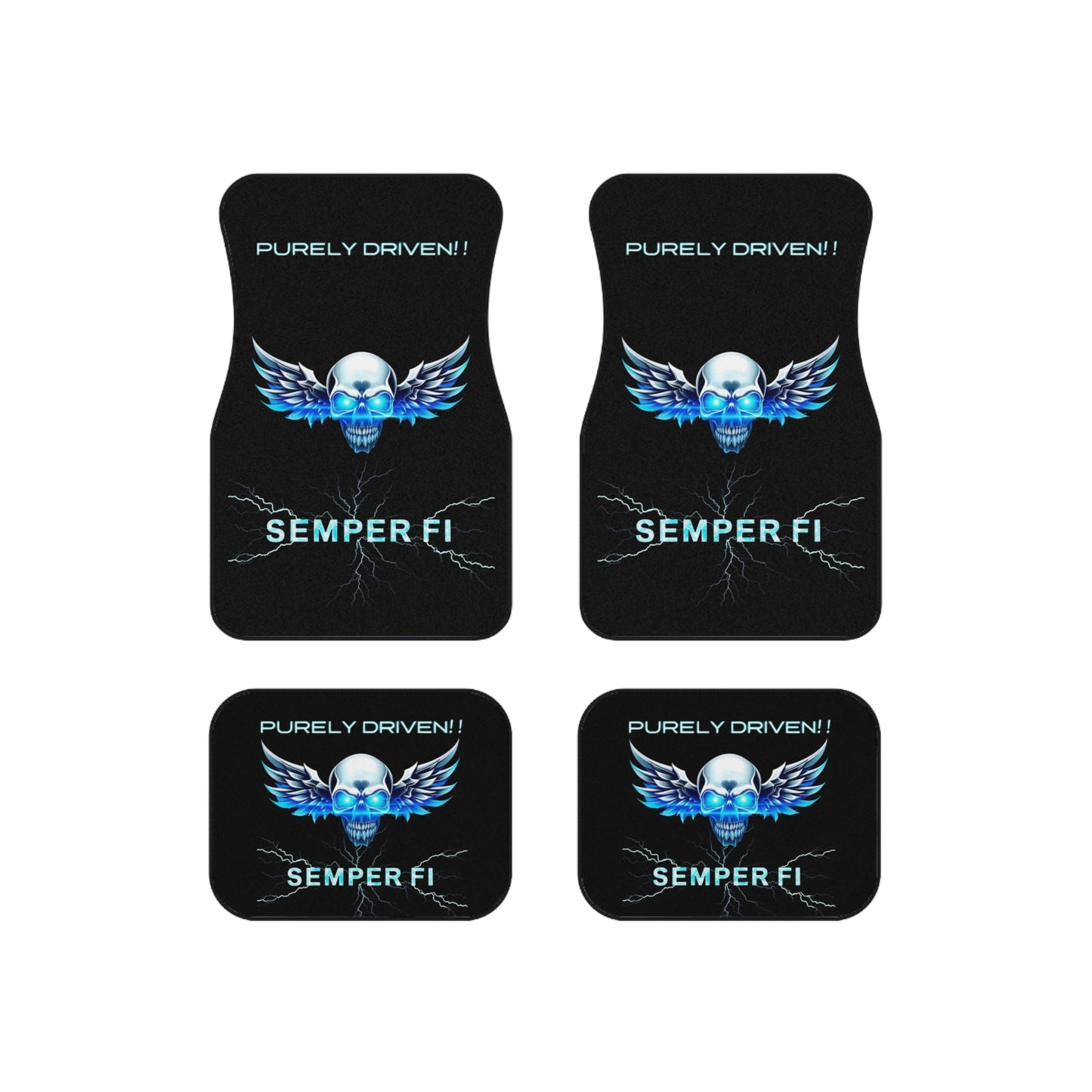 Car Mats - Purely Driven, Always Faithful Deranged Sykotic Gear Set of 4