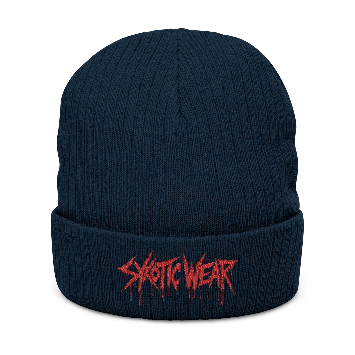 Beanie Hat Sykotic Style Headware Embroidered Knit