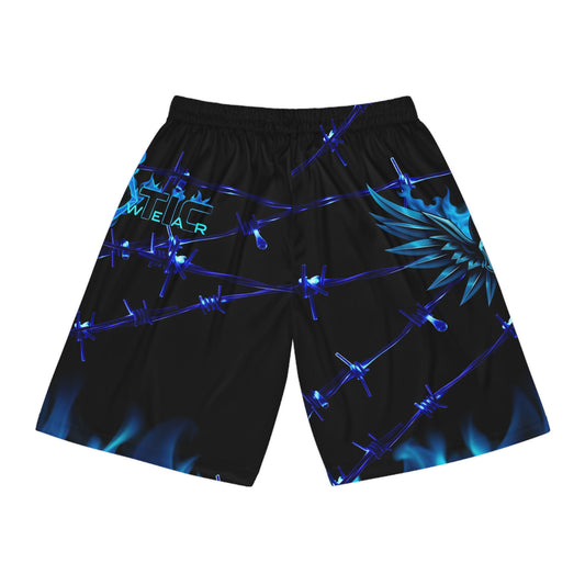 Flaming Skull Basketball Shorts