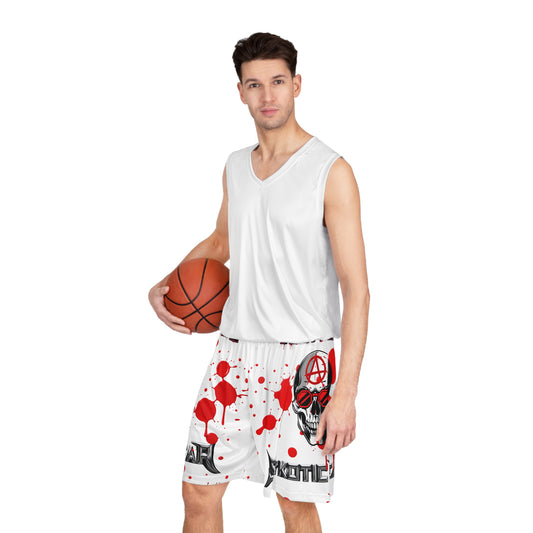 Rebel Skull Graphic Basketball Shorts - Edgy Urban Athletic Wear