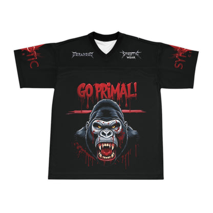Black/ GO PRIMAL! Unisex Football Jersey (AOP)