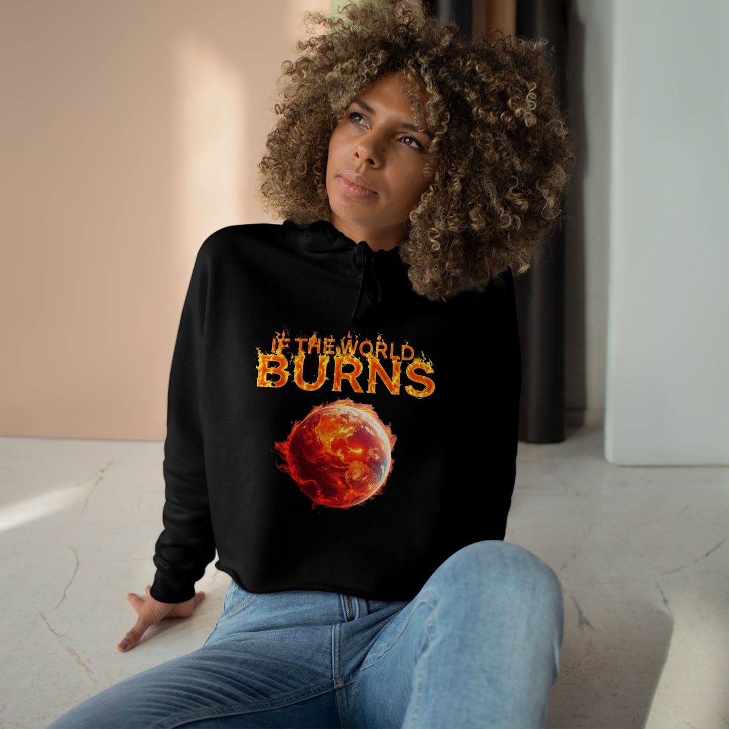 Eternal Flame Crop Hoodie - If the World Burns Design