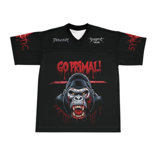 Black/ GO PRIMAL! Unisex Football Jersey (AOP)