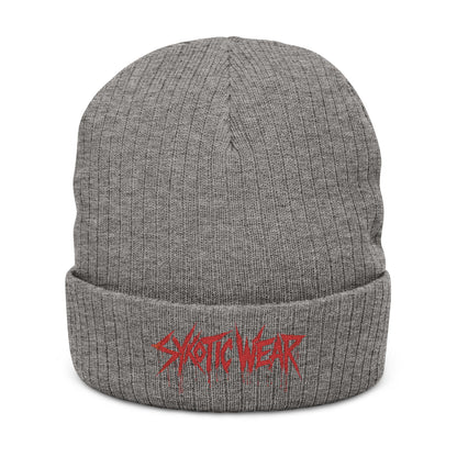Beanie Hat Sykotic Style Headware Embroidered Knit