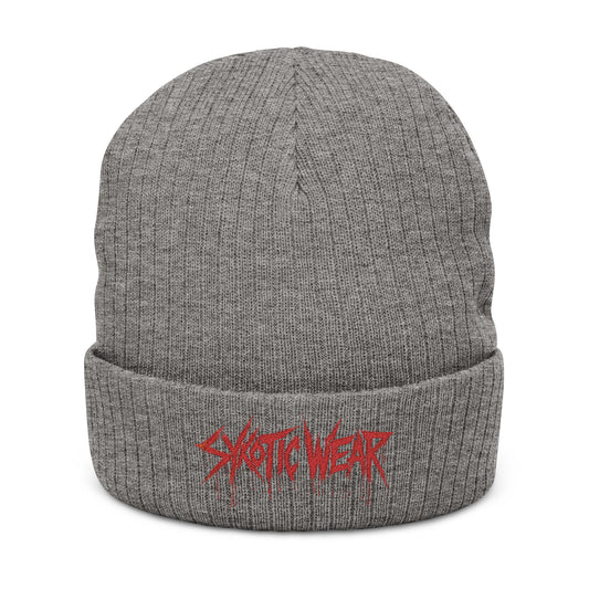 Beanie Hat Sykotic Style Headware Embroidered Knit