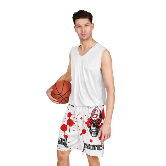 Rebel Skull Graphic Basketball Shorts - Edgy Urban Athletic Wear