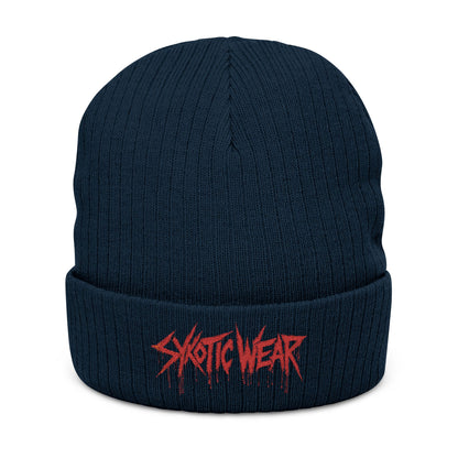 Beanie Hat Sykotic Style Headware Embroidered Knit